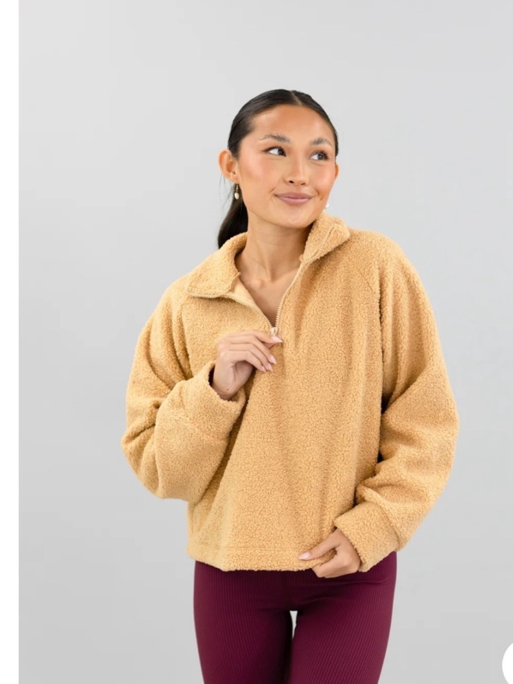 ⚡️Year of Ours Teddy Half-Zip Jacket in Camel